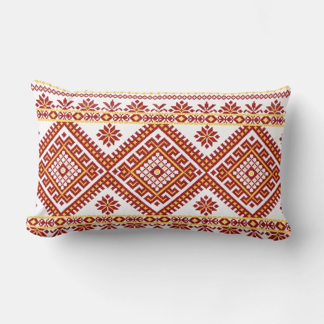 Oreiller Lumbar Broderie Ukrainienne au Point de C (Recto)
