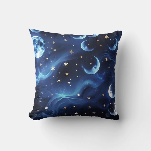Oreiller Lune Céleste Bleu Saphir (Recto)