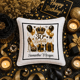 Oreiller Lux Gold Black Glitter 30e Anniversaire