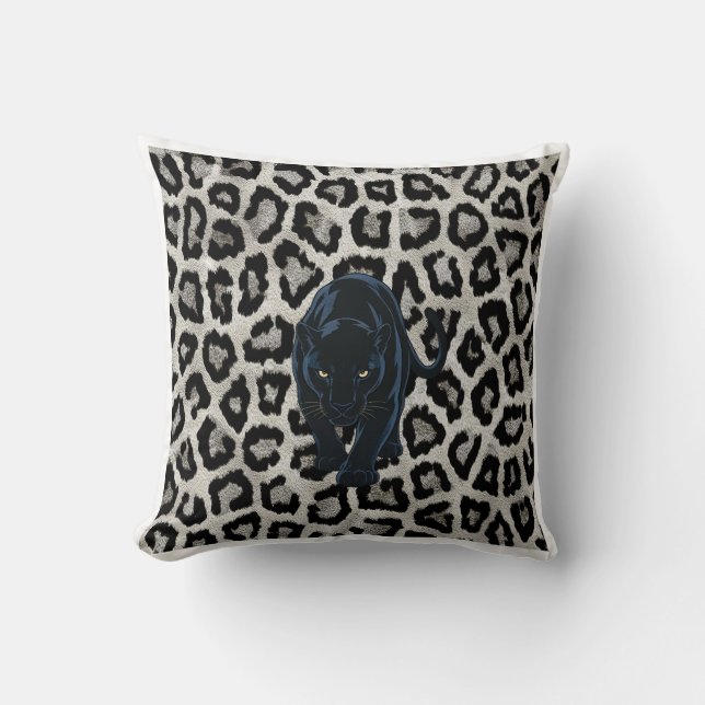 Oreiller luxe panthère noire léopard de minuit (Recto)