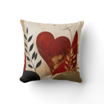 Oreiller Luxueux Abstrait Cœur Rouge
