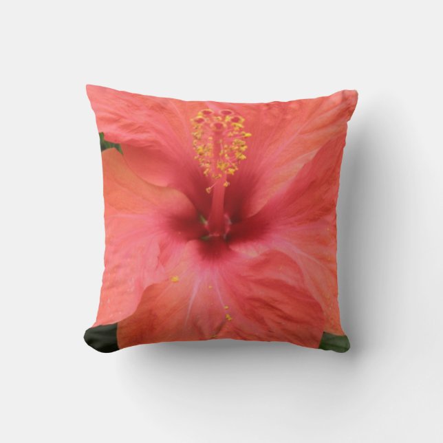 Oreiller Macro Fleur d'Hibiscus Orange (Recto)