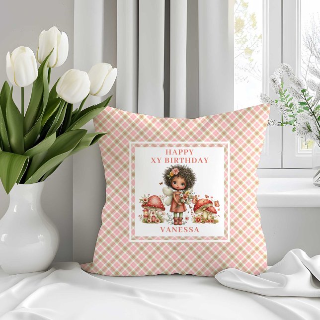 Oreiller Magique de Fée Mignonne pour 7ème Anniver (Magical Cute Fairy 7th Birthday Throw Pillow)