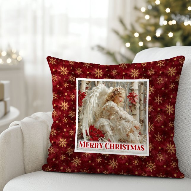 Oreiller magique de Noël à l'ange victorien (Magical Victorian Angel Christmas Gift Pillow)