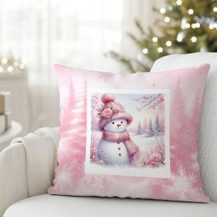 Oreiller Magique Rose Hiver Style Bonhomme de Neig