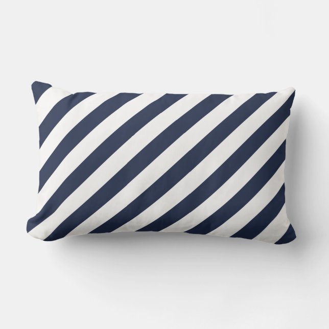 Oreiller Marin à Rayures Bleu Navy et Blanc (Recto)