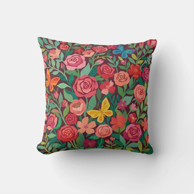 Oreiller Matisse Roses Papillons Abstrait (Recto)