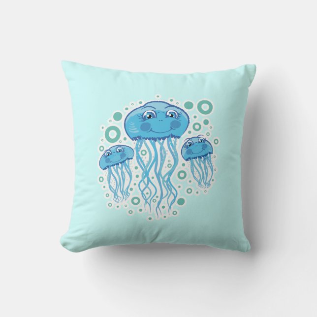 Oreiller Méduse Mignonne Et Bulles (Recto)