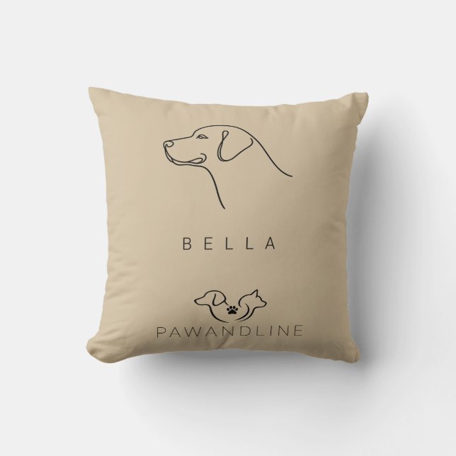 Oreiller Minimaliste Labrador | Nom Personnalisé (Recto)