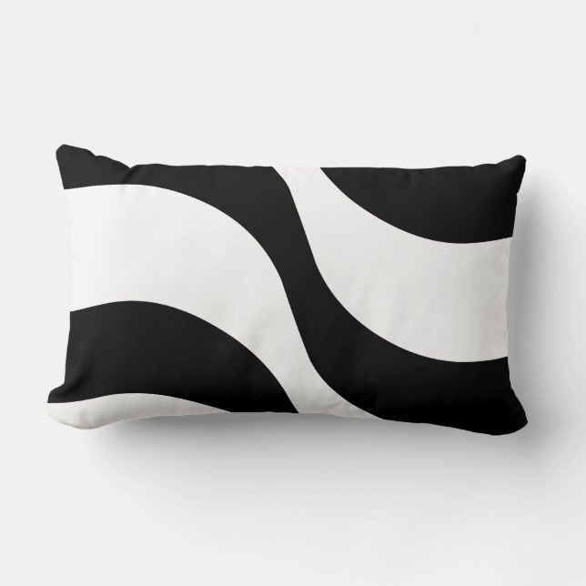 oreiller moderne à motif rayé zèbre noir et blanc (Recto)