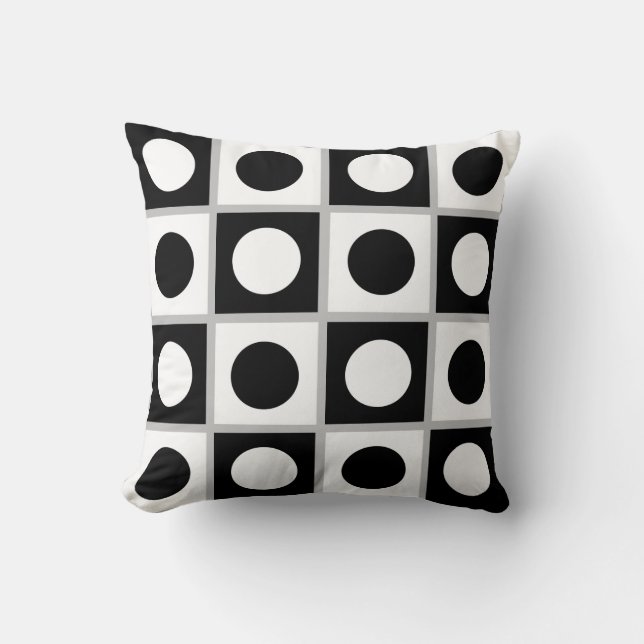 Oreiller Moderne Abstrait Noir et Blanc (Recto)
