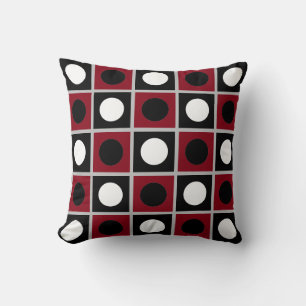 Oreiller Moderne Abstrait Noir Rouge & Blanc