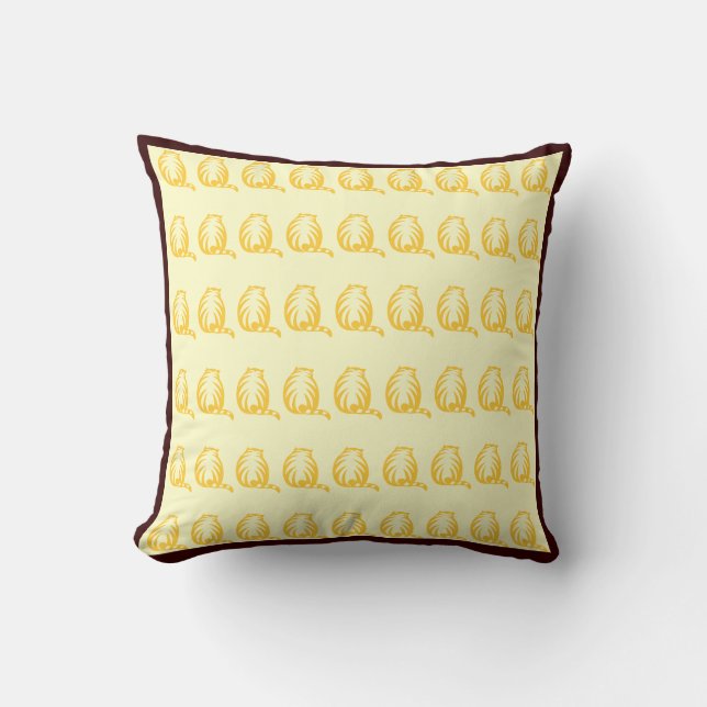 Oreiller moderne CATS jaune moutarde et blanc cass (Recto)