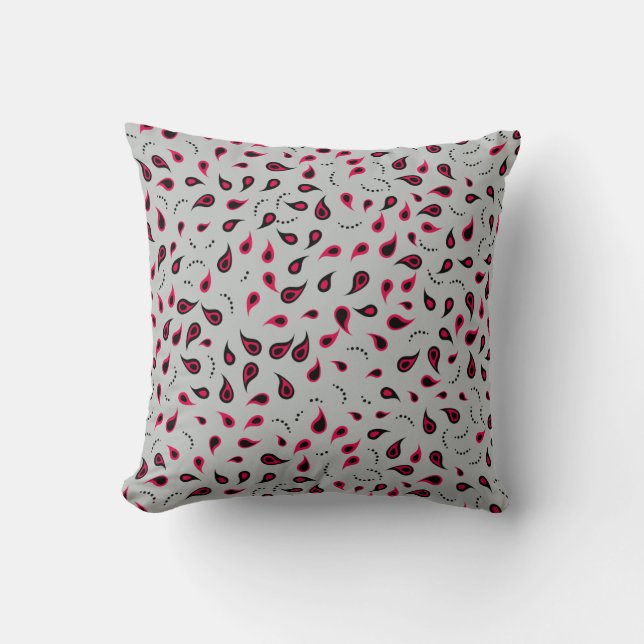 Oreiller moderne Paisley Red & Grey (Recto)