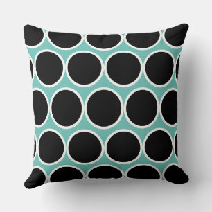 Oreiller moderne Turquoise, noir et blanc