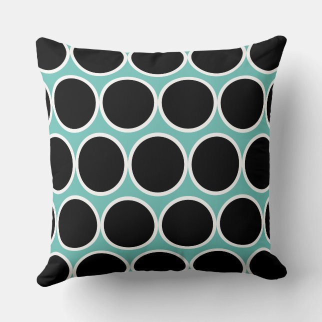 Oreiller moderne Turquoise, noir et blanc (Verso)