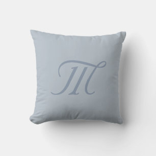 Oreiller Monogramme Chic Calmant Gris Bleu Argent