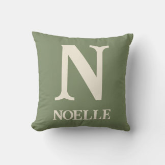 Oreiller Monogramme Personnalisé Vert Sauge Bohème