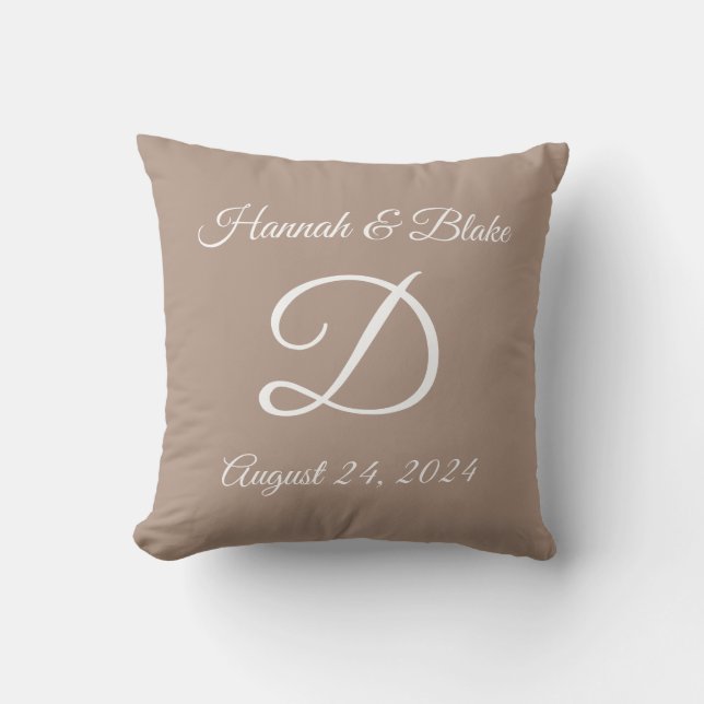 Oreiller monogrammé pour mariage ou anniversaire (Recto)