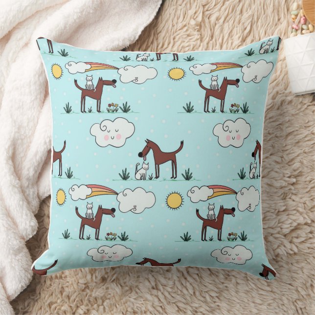 Oreiller motif campagne amis joyeux - Enfants (Couverture)