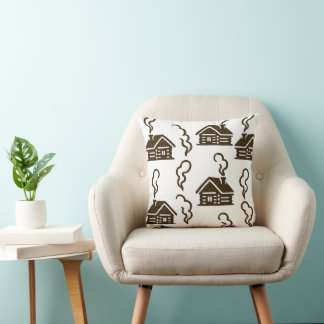 Oreiller motif chalet rustique en rondins - Montag