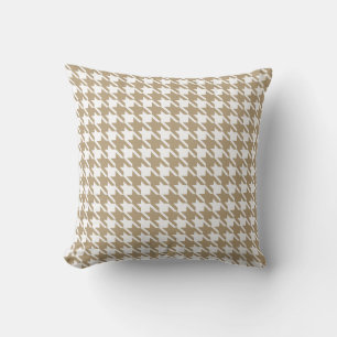 Oreiller motif pied de poule marron clair