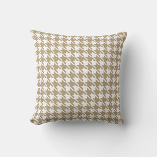 Oreiller motif pied de poule marron clair