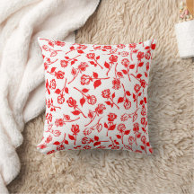 Oreiller Motif Rose rouge