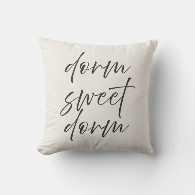 Oreiller neutre “Dorm Sweet Dorm” | Ivoire et Gris (Recto)