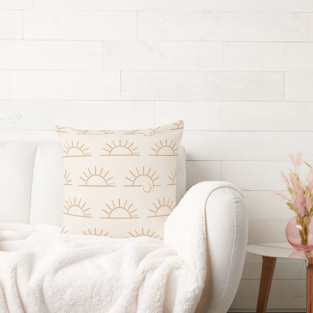 Oreiller Neutre Sun | Coussin de jet Boho Beige (Canapé)