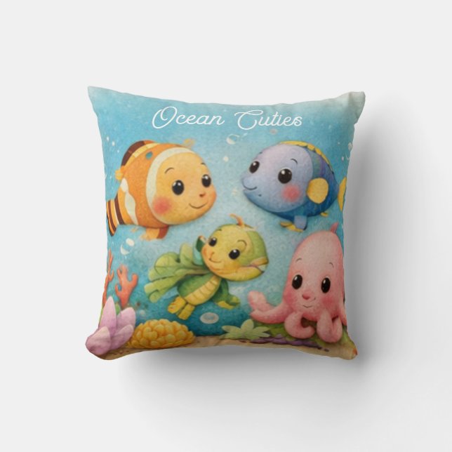 Oreiller Ocean Cuties | Animaux sous-marins mignon (Recto)
