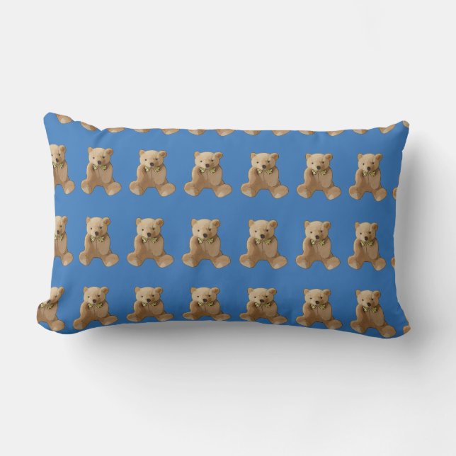 Oreiller Ours en Peluche Bleu Personnalisé (Recto)