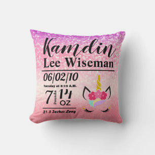 Oreiller Pailleté Ombré Licorne Naissance Personna