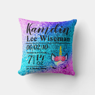 Oreiller Pailleté Ombré Licorne Naissance Personna