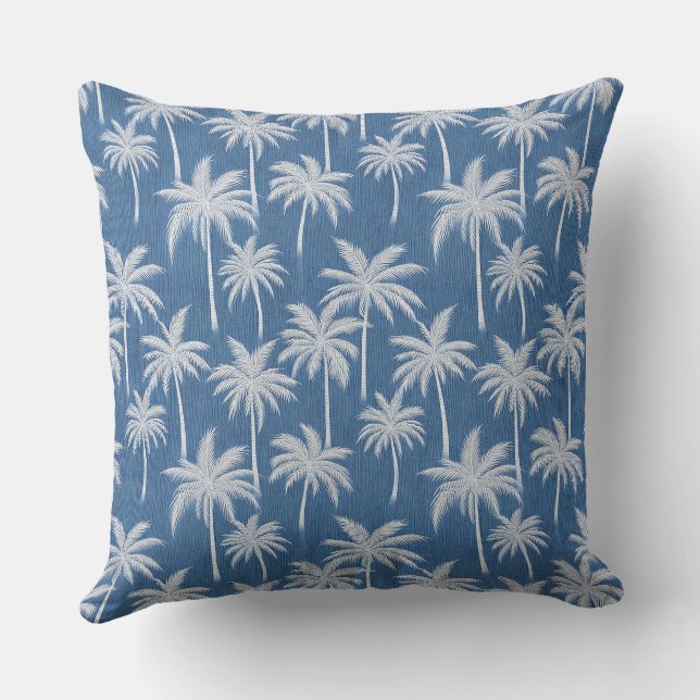 Oreiller Palmiers Vibrations Tropicales Bleues (Verso)