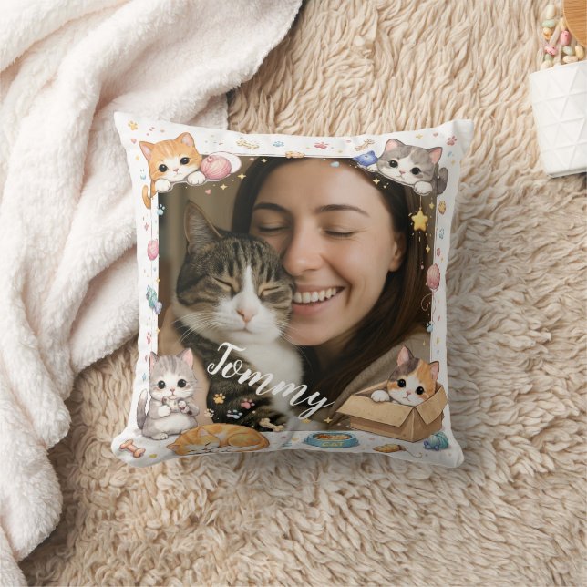 Oreiller personnalisable avec photo et nom pour le (Couverture)