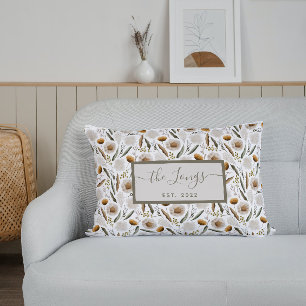 Oreiller personnalisé à motif floral aquarelle