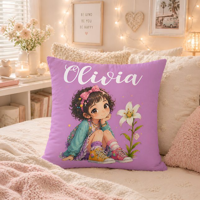 Oreiller personnalisé au nom de fille, cadeau mign (Créateur téléchargé)