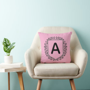 Oreiller personnalisé avec blason floral élégant i