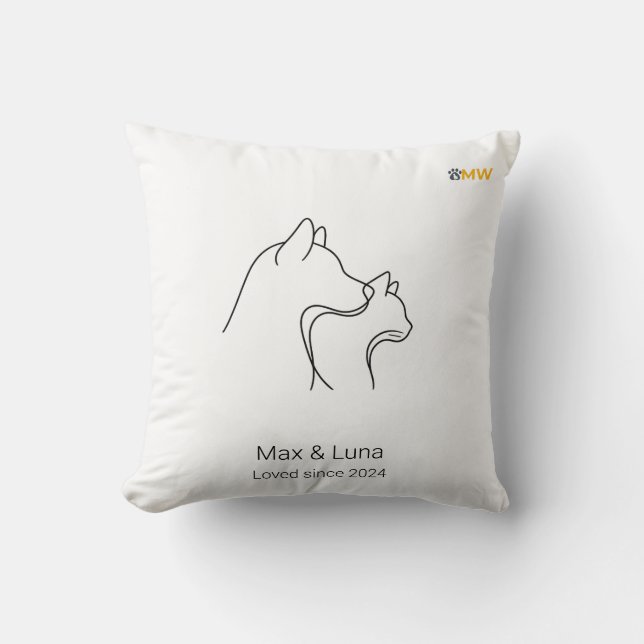 Oreiller personnalisé avec dessin au trait continu (Recto)