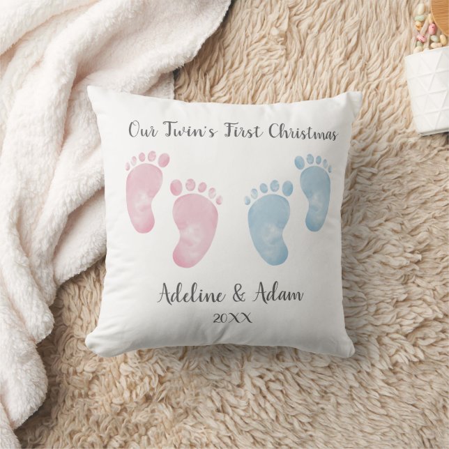 Oreiller personnalisé avec empreintes de pieds de  (Couverture)