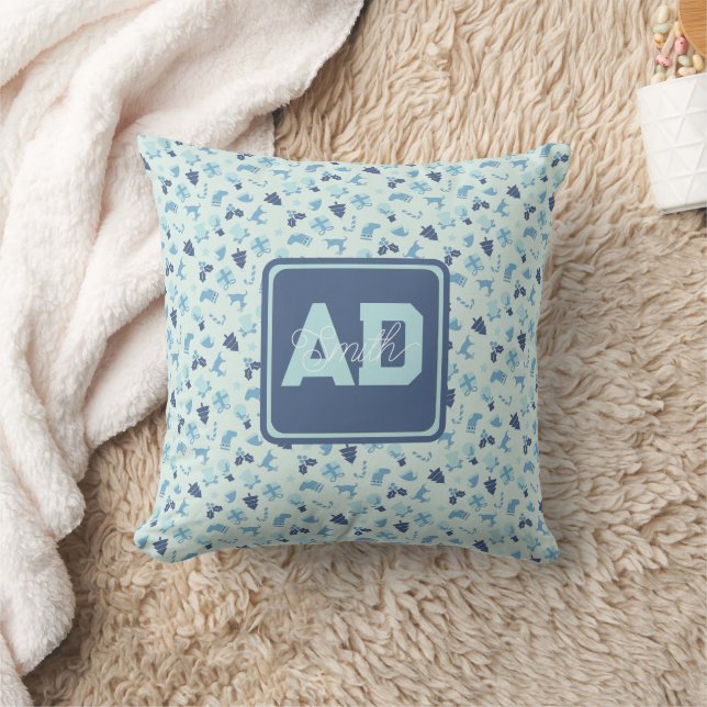 Oreiller personnalisé avec monogramme moderne pour (Couverture)