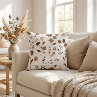 Oreiller personnalisé avec motif floral rétro boho