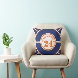 Oreiller personnalisé bleu et orange