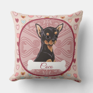 Oreiller personnalisé Chihuahua noir et fauve pour