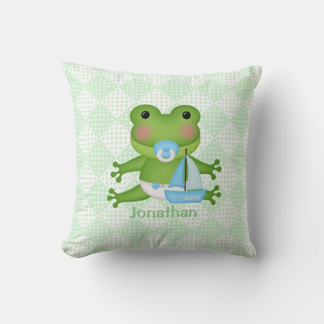 Oreiller personnalisé de bébé grenouille mignonne (Recto)