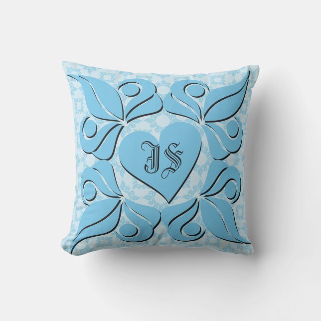Oreiller personnalisé de la Saint-Valentin bleu av (Recto)
