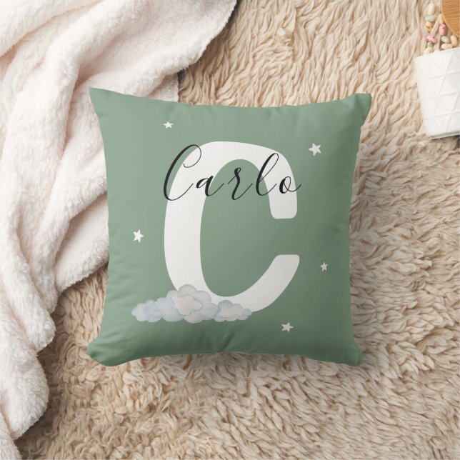 Oreiller personnalisé de naissance de bébé vert sa (Couverture)