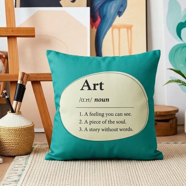 Oreiller personnalisé de style dictionnaire d'art (Fully customizable pillow for art lovers)