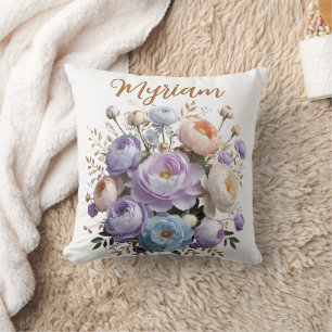 Oreiller personnalisé élégant Monogramme floral or